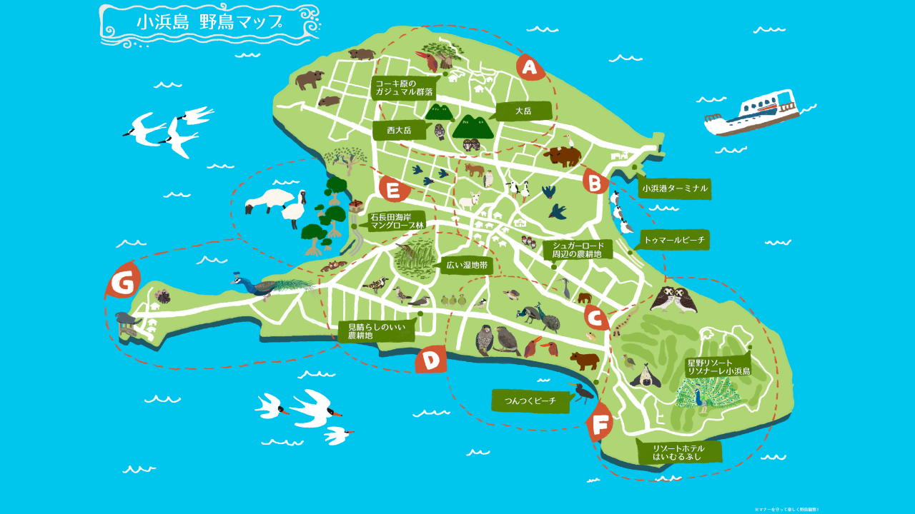 小浜島の自然散策マップ